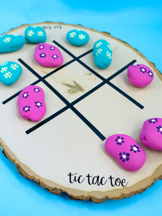 Tic Tac Toe Board Game with Rocks  Hangman game, Cricut, Country