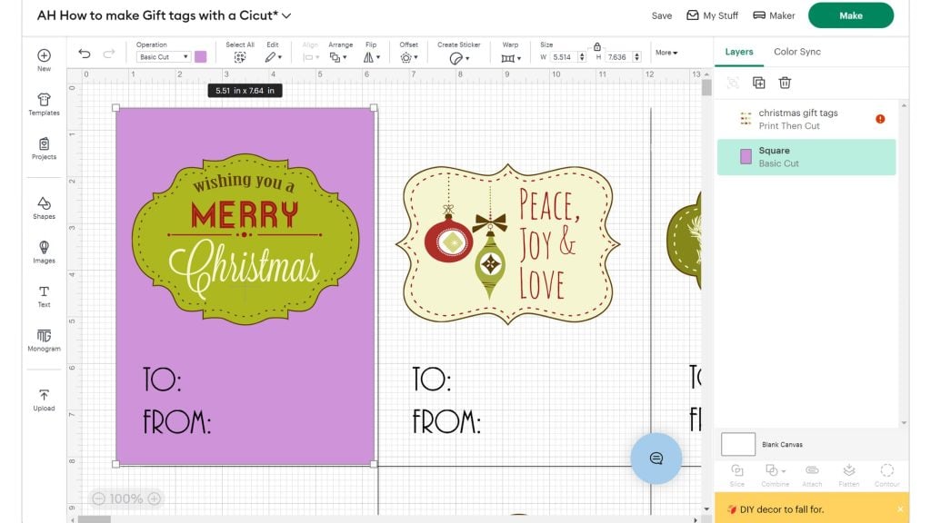 Adding rectangle to slice gift tag images