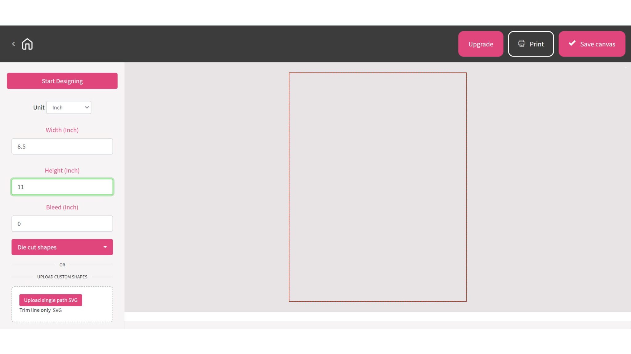 custom canvas sizing in MySawgrass