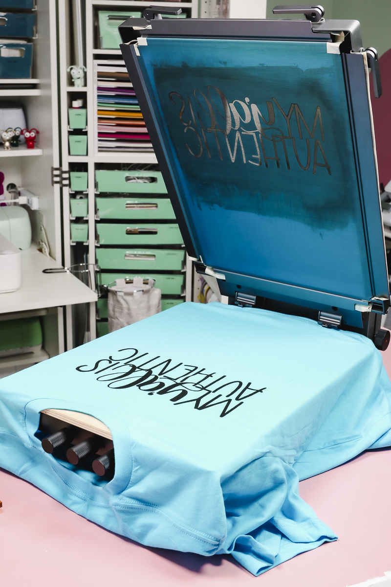 xTool Screen Printer with finished shirt.