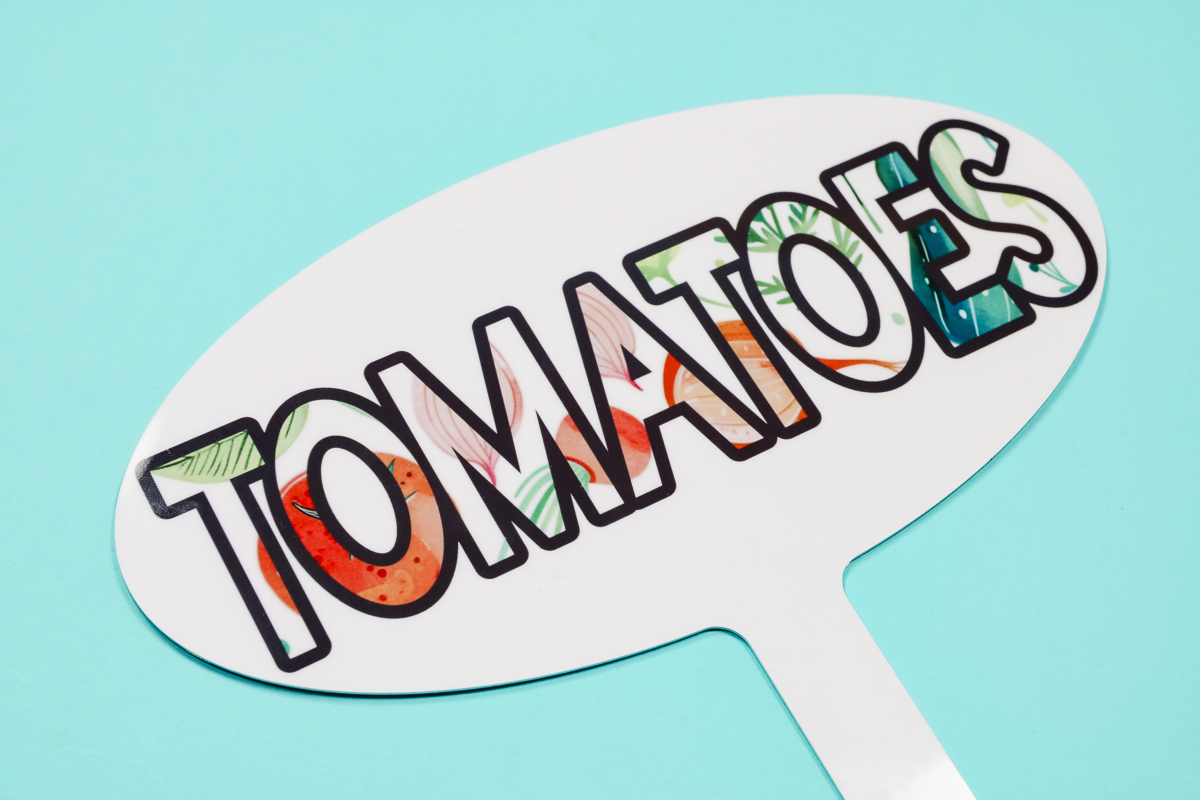 Tomato sublimation garden marker.