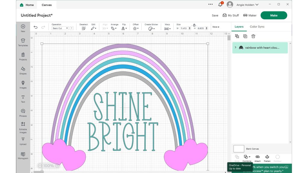 Uploaded SVG in Cricut Design Space