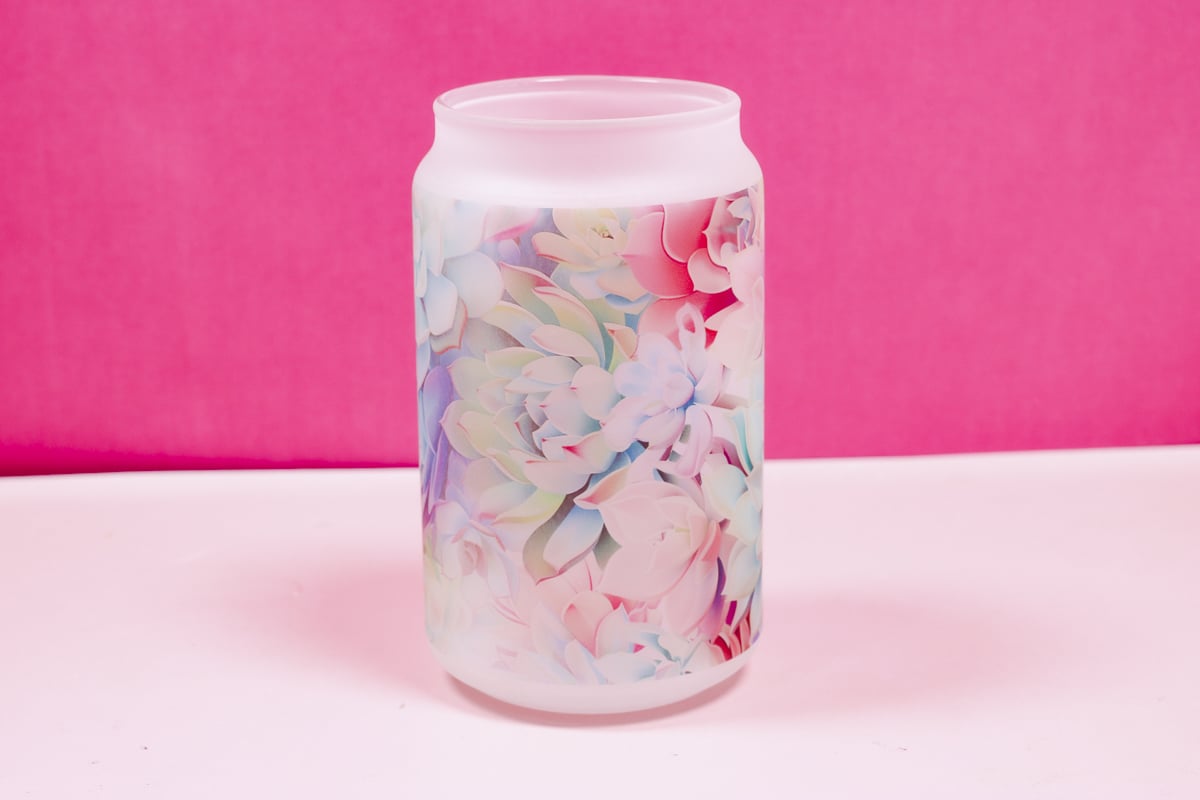 Finished sublimation glass can.