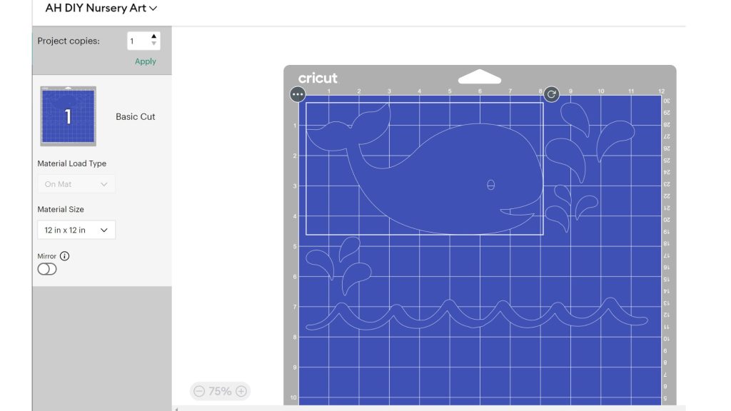 Cut layout in cricut design space