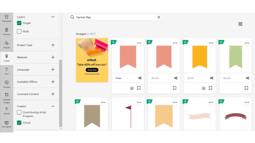 Banner flag images in Cricut Design Space