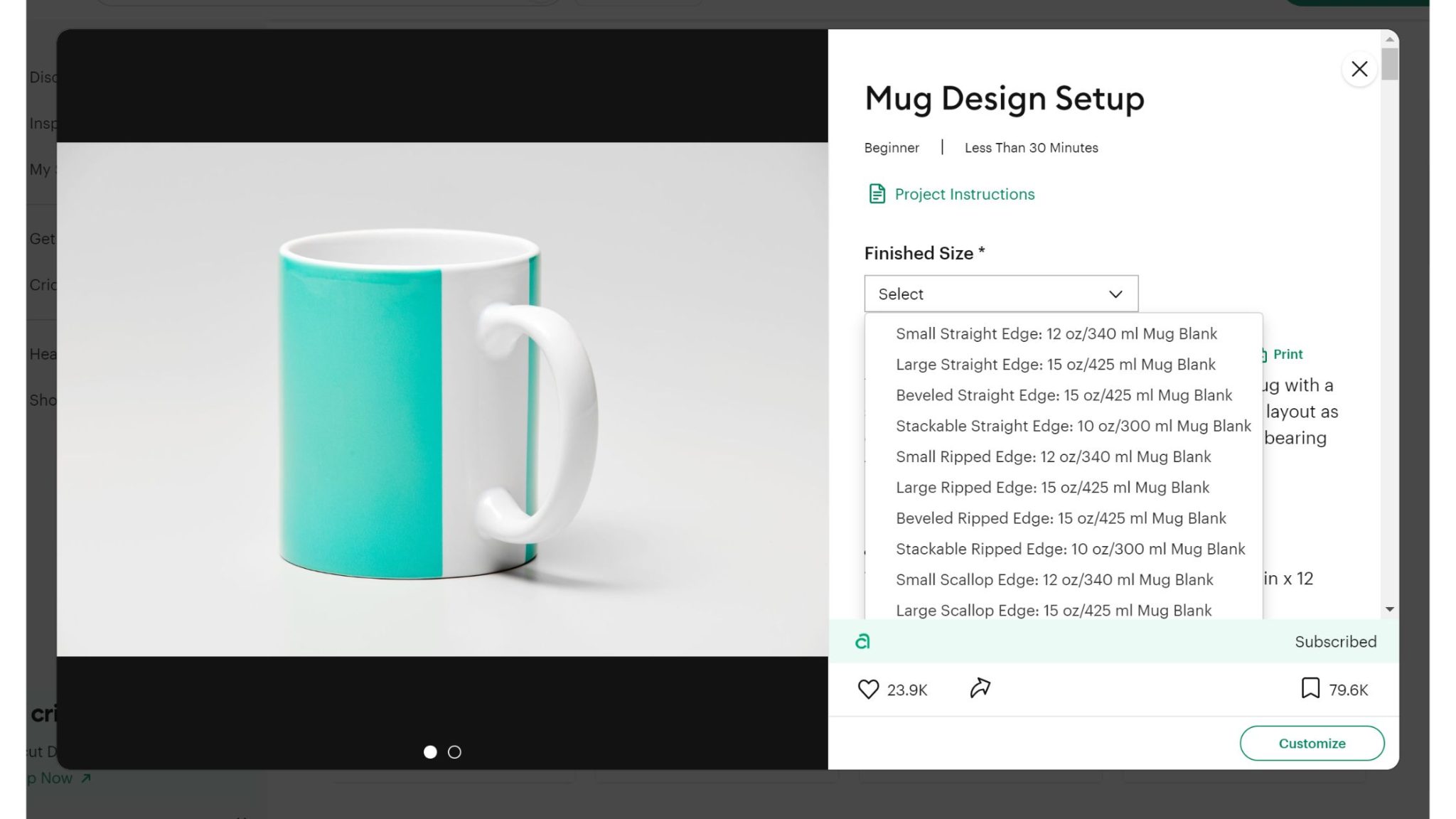 Cricut design space mug design set up