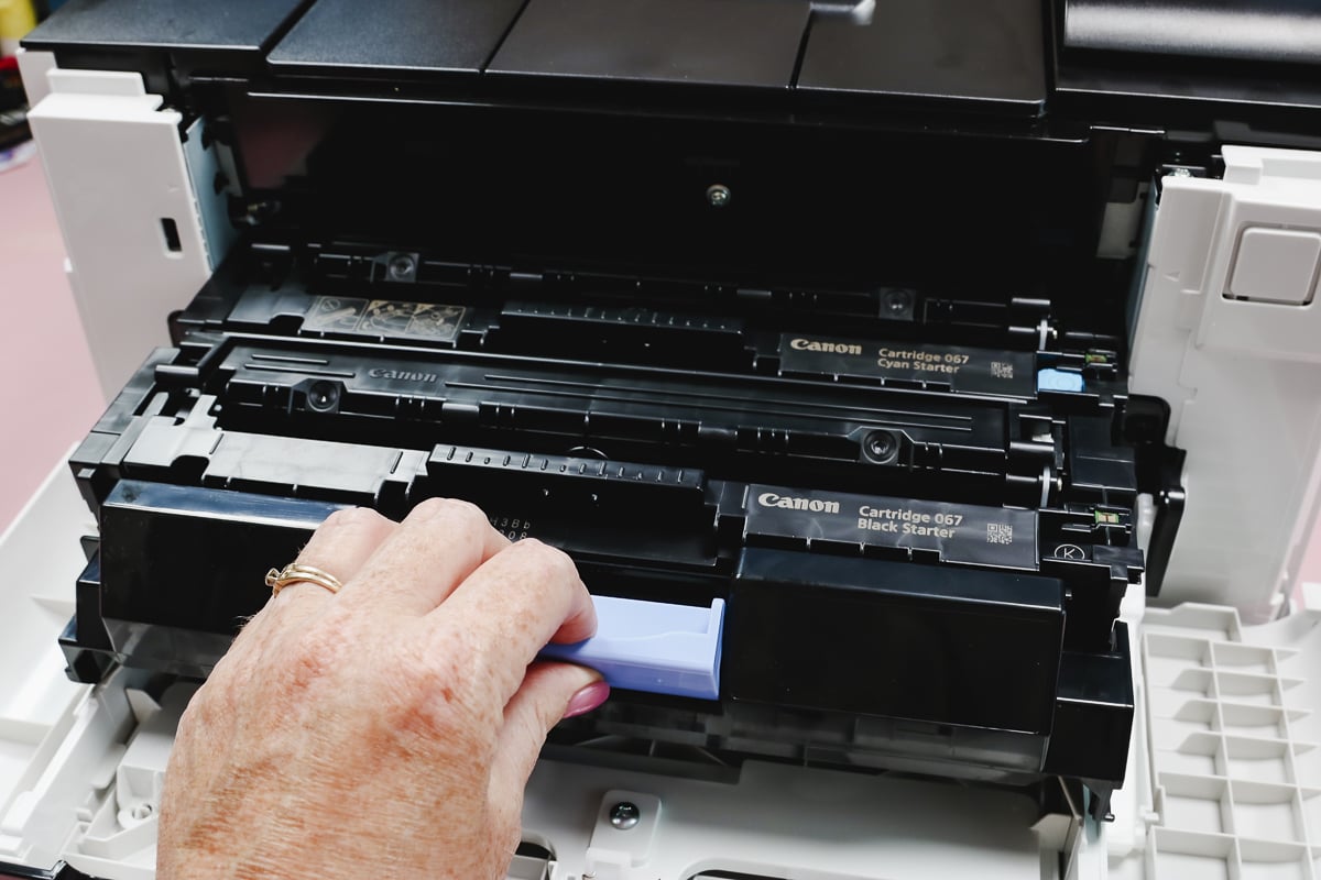 changing cartridges on laser printer