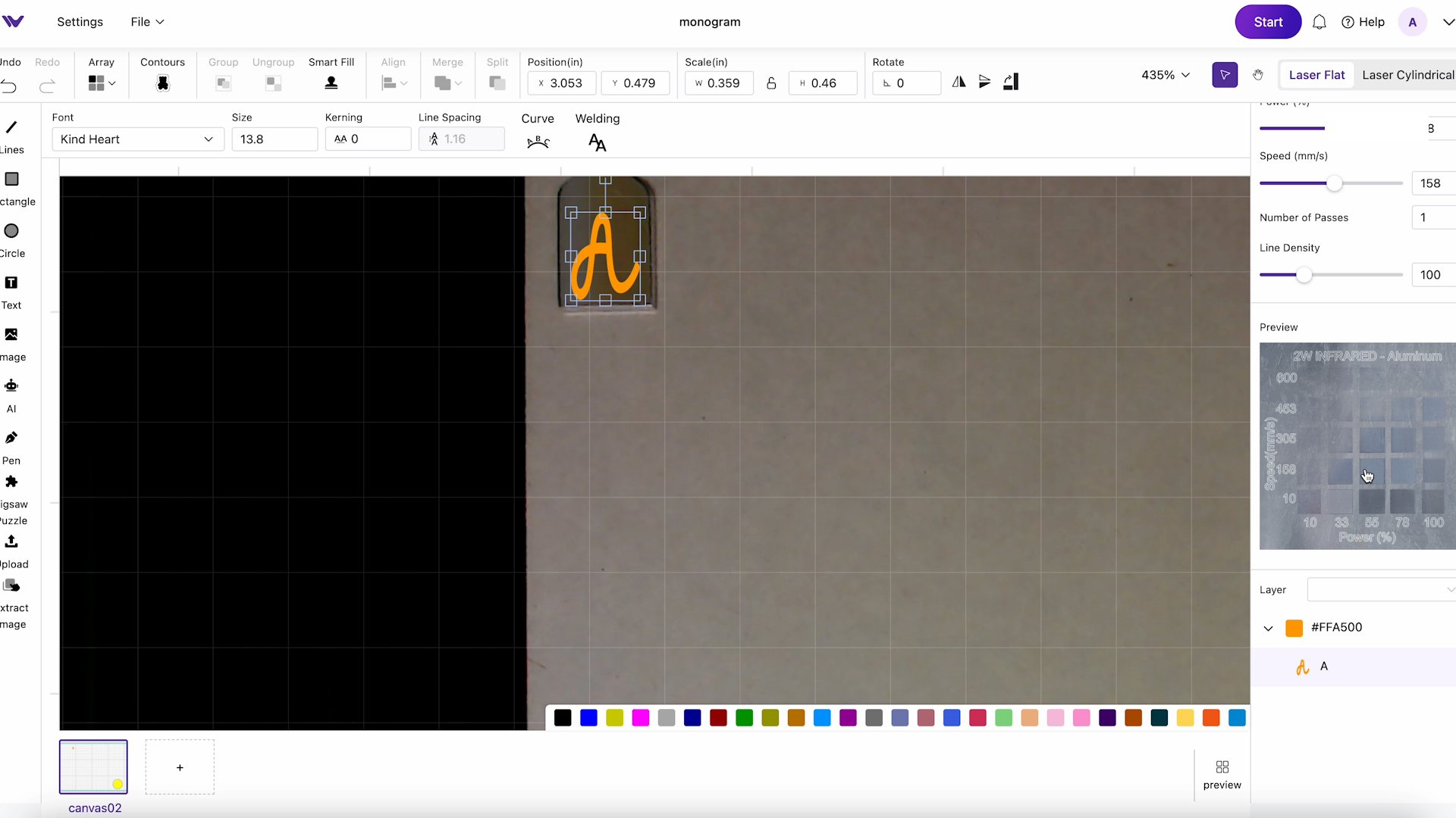 setting metal engraving settings