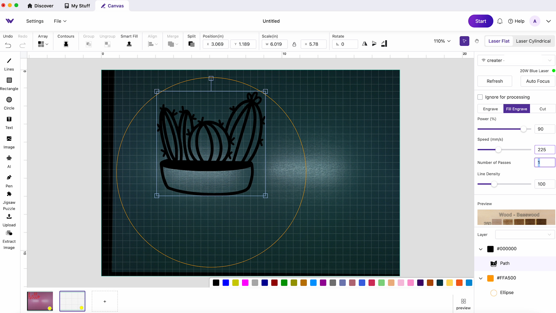 settings for wood engraving on wecreat