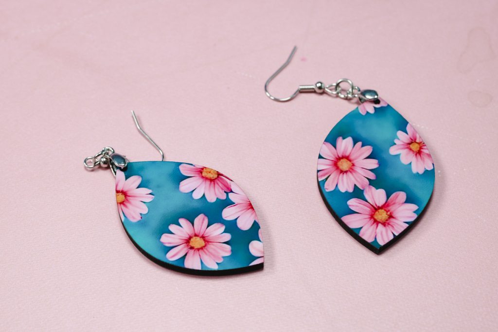 Finished sublimation earrings.