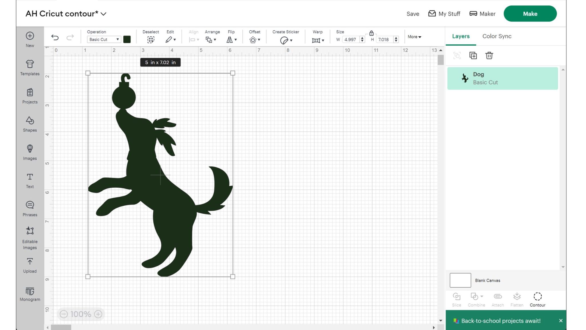 contour design space with dog image