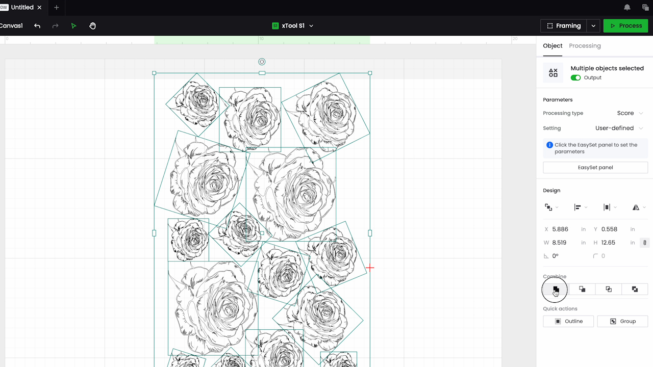 combining the lines for one engrave