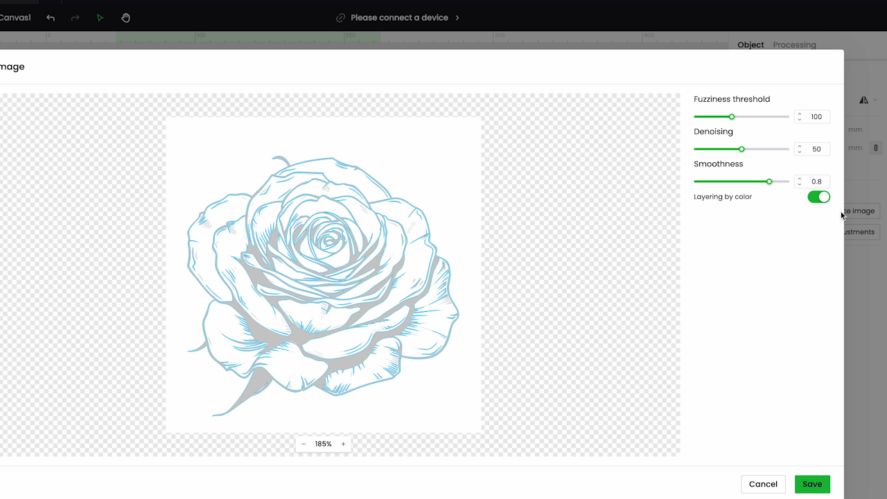 image trace settings in xtool creative space