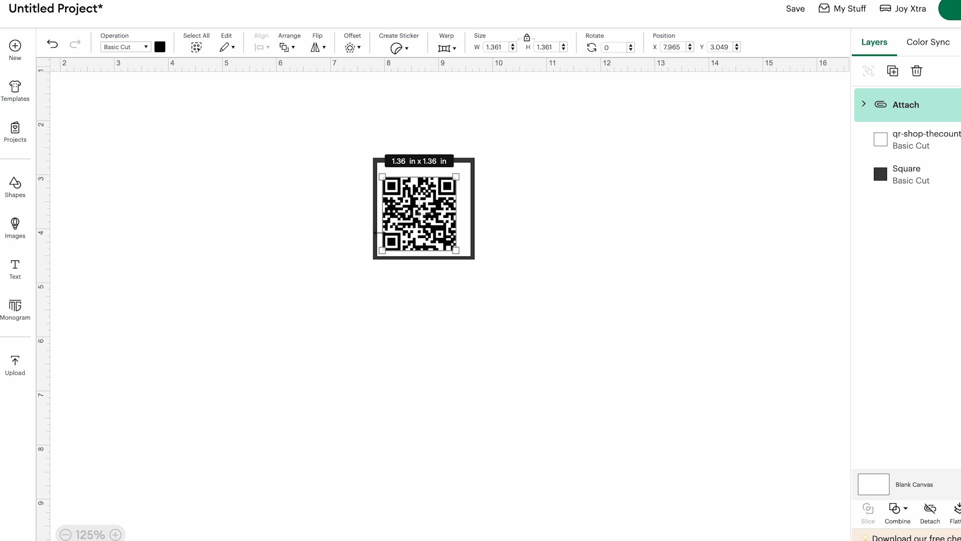 resizing an moving qr code to fit a blank