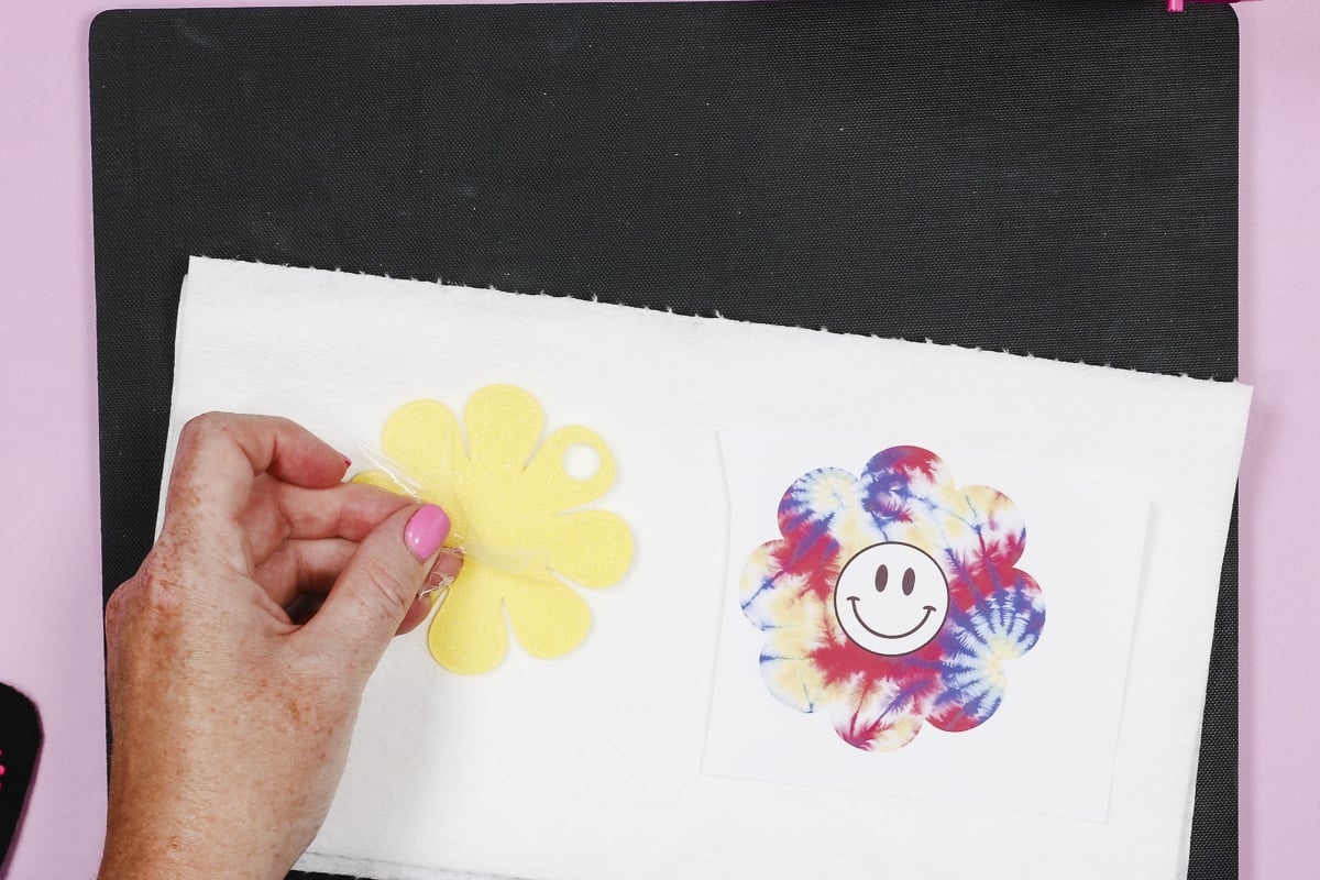 Smiley face sublimation print.