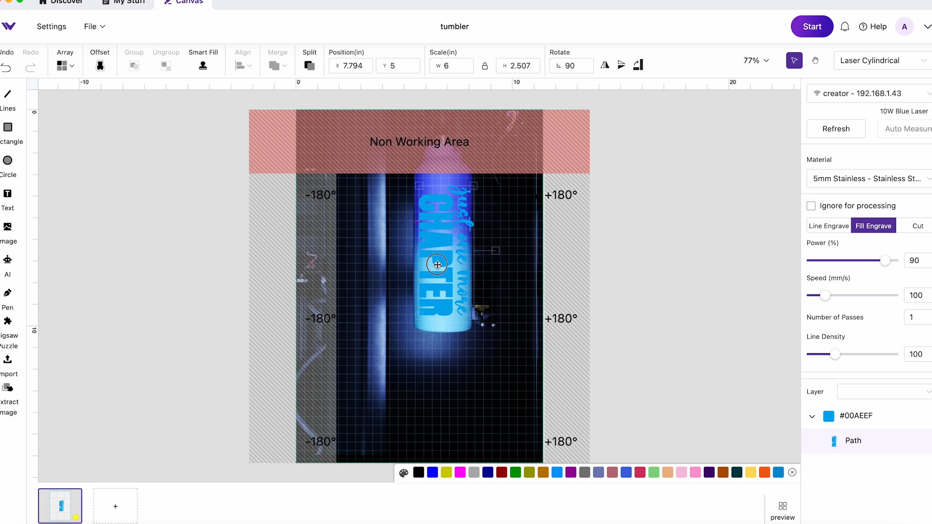 adjusting size of design to fit tumbler