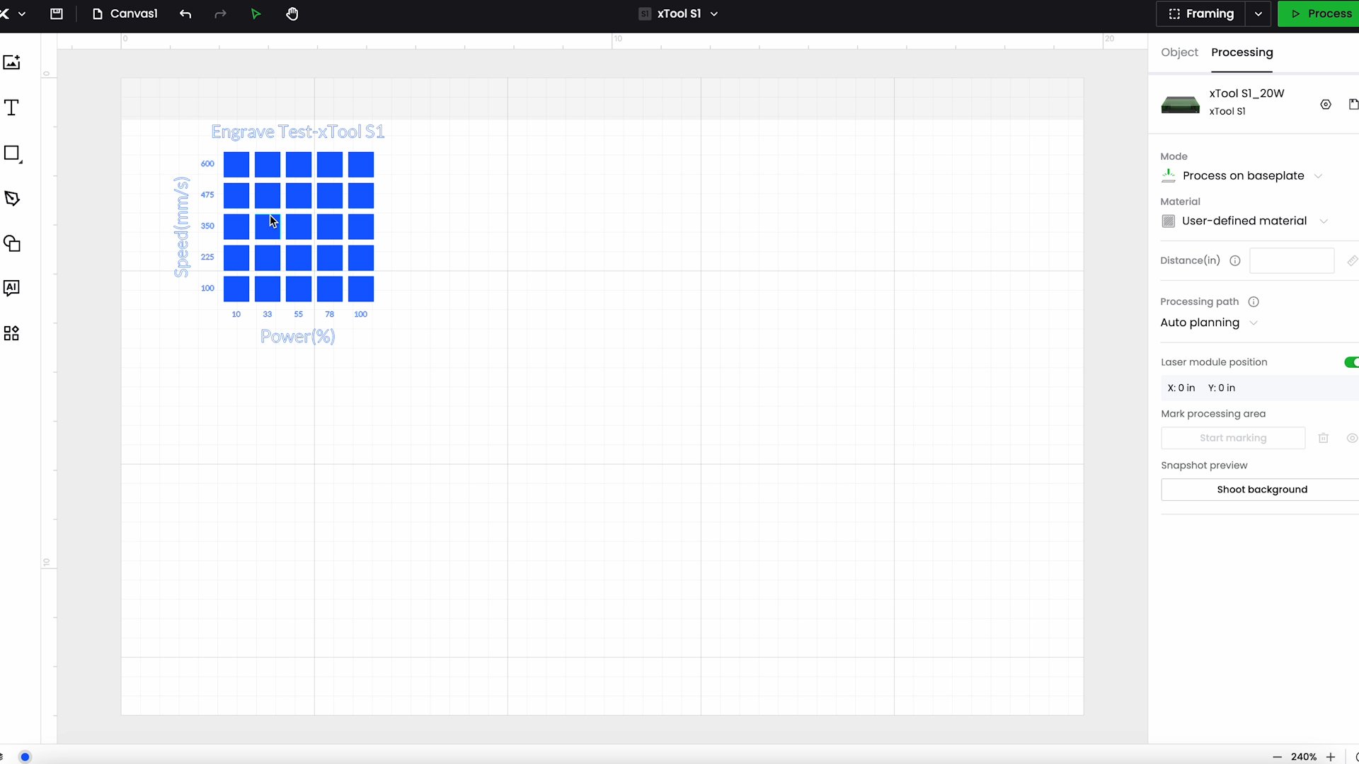 ediing test array for xtool