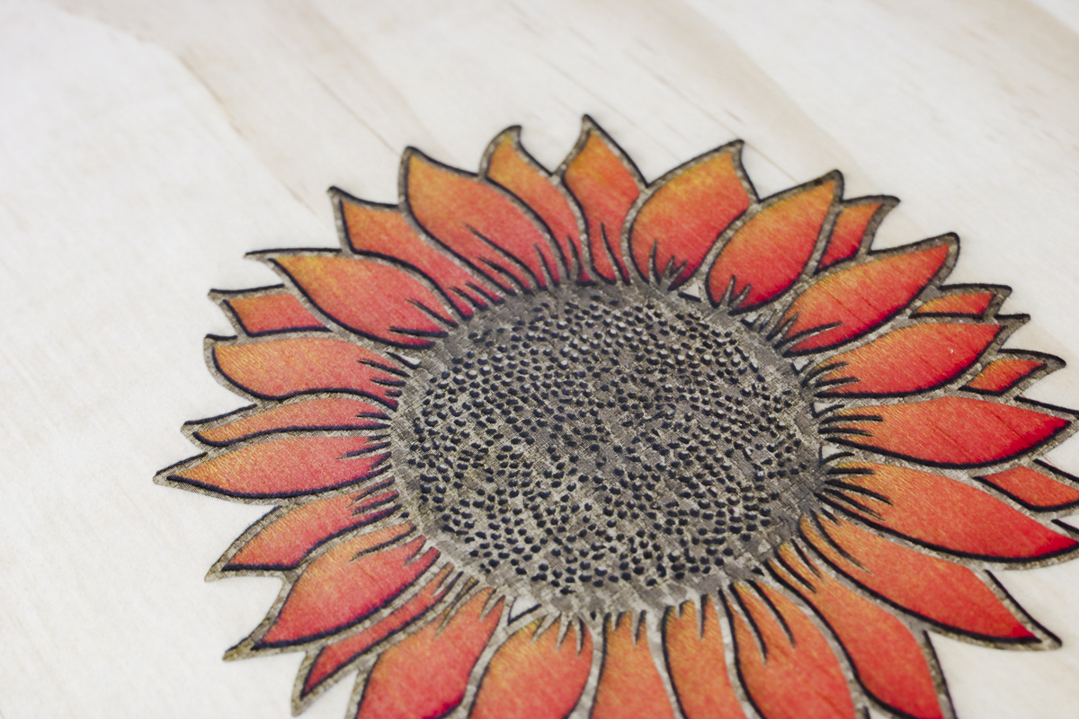 Close up of printing and engraving on wood.