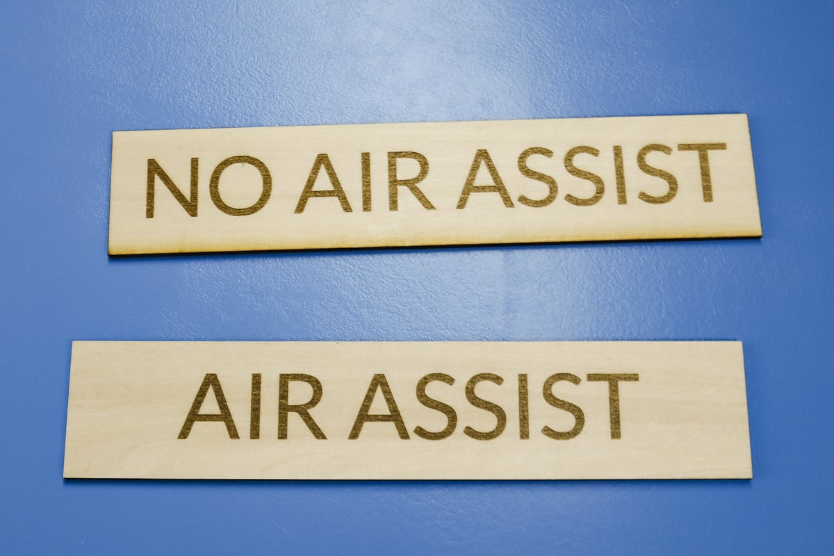 Comparing air assist vs. no air assist finished examples.