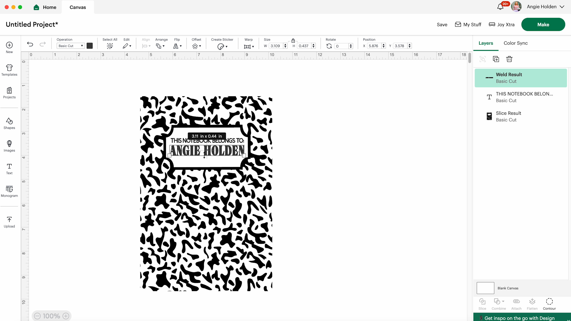 stretching a font in cricut design space