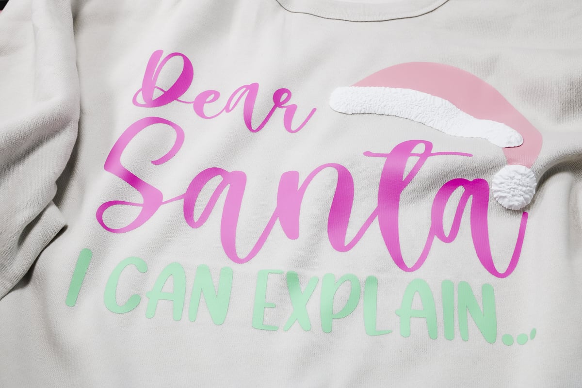 Dear Santa puff HTV sweatshirt.