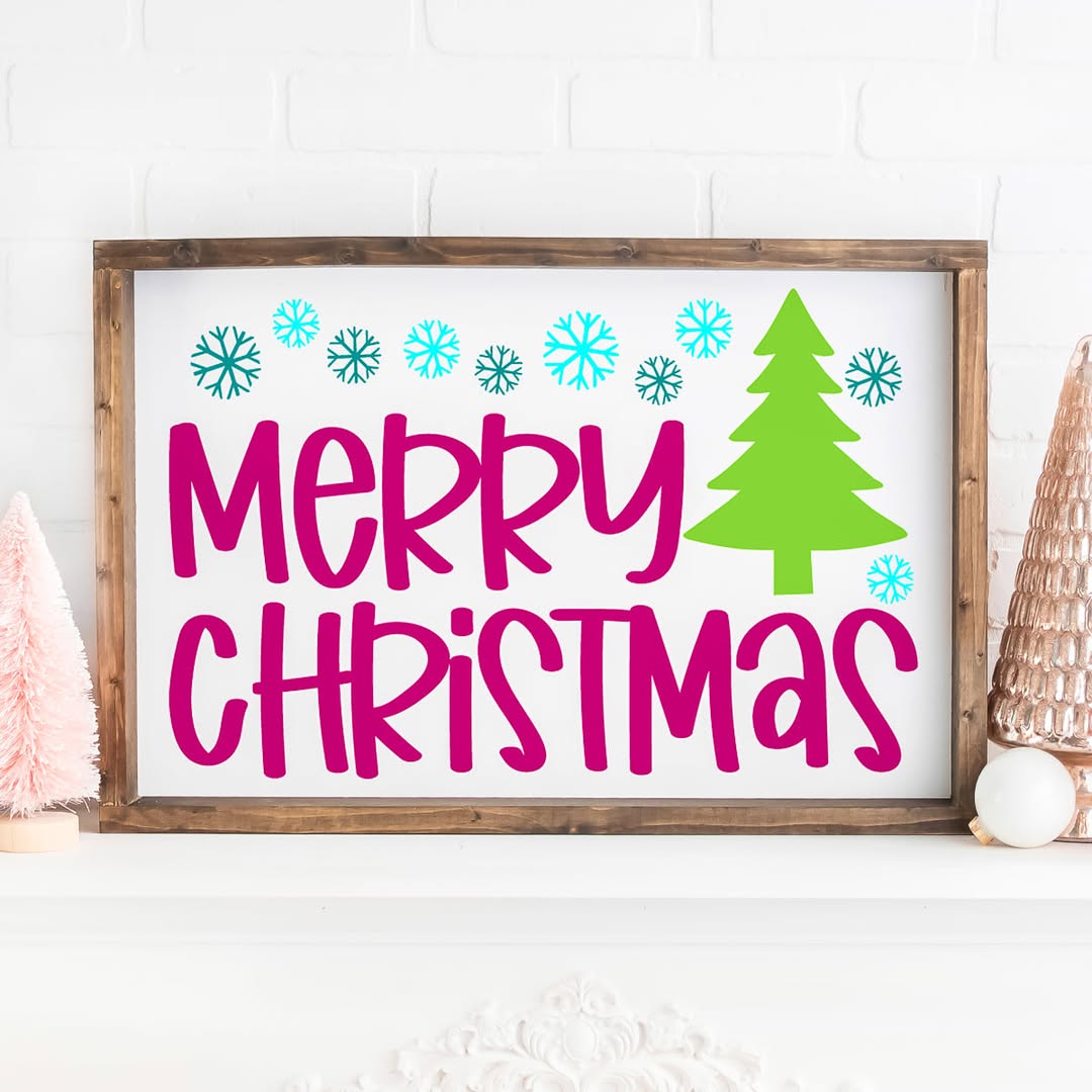 Finished wood sign with free Merry Christmas SVG