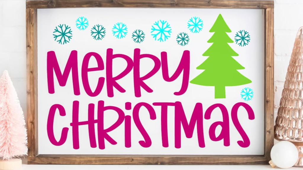 Free Merry Christmas SVG wood sign.