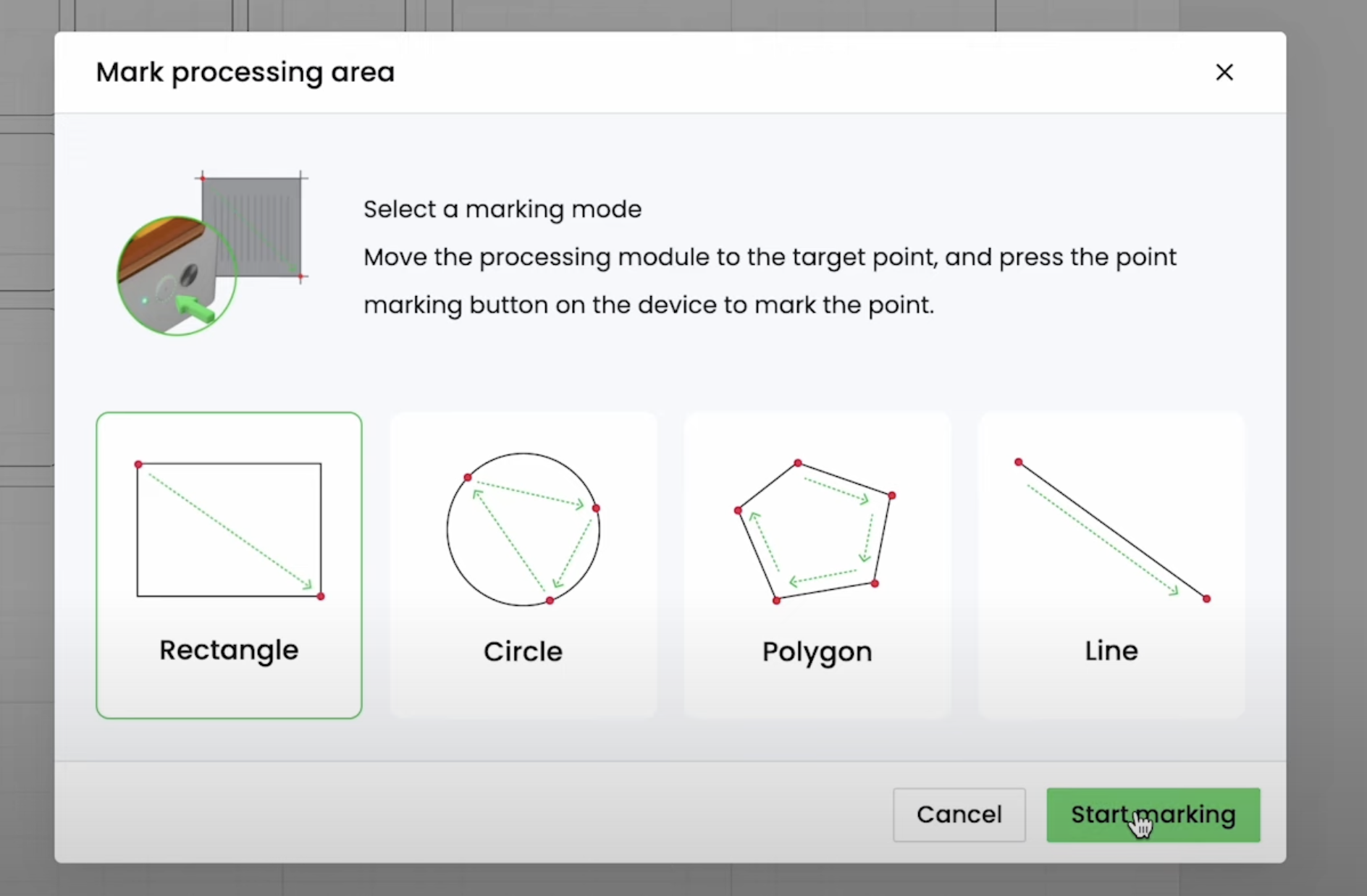 Marking tool in xTool.